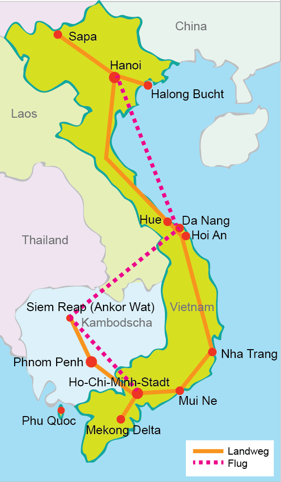 Vietnam Rundreise 3 Wochen mit Kambodscha